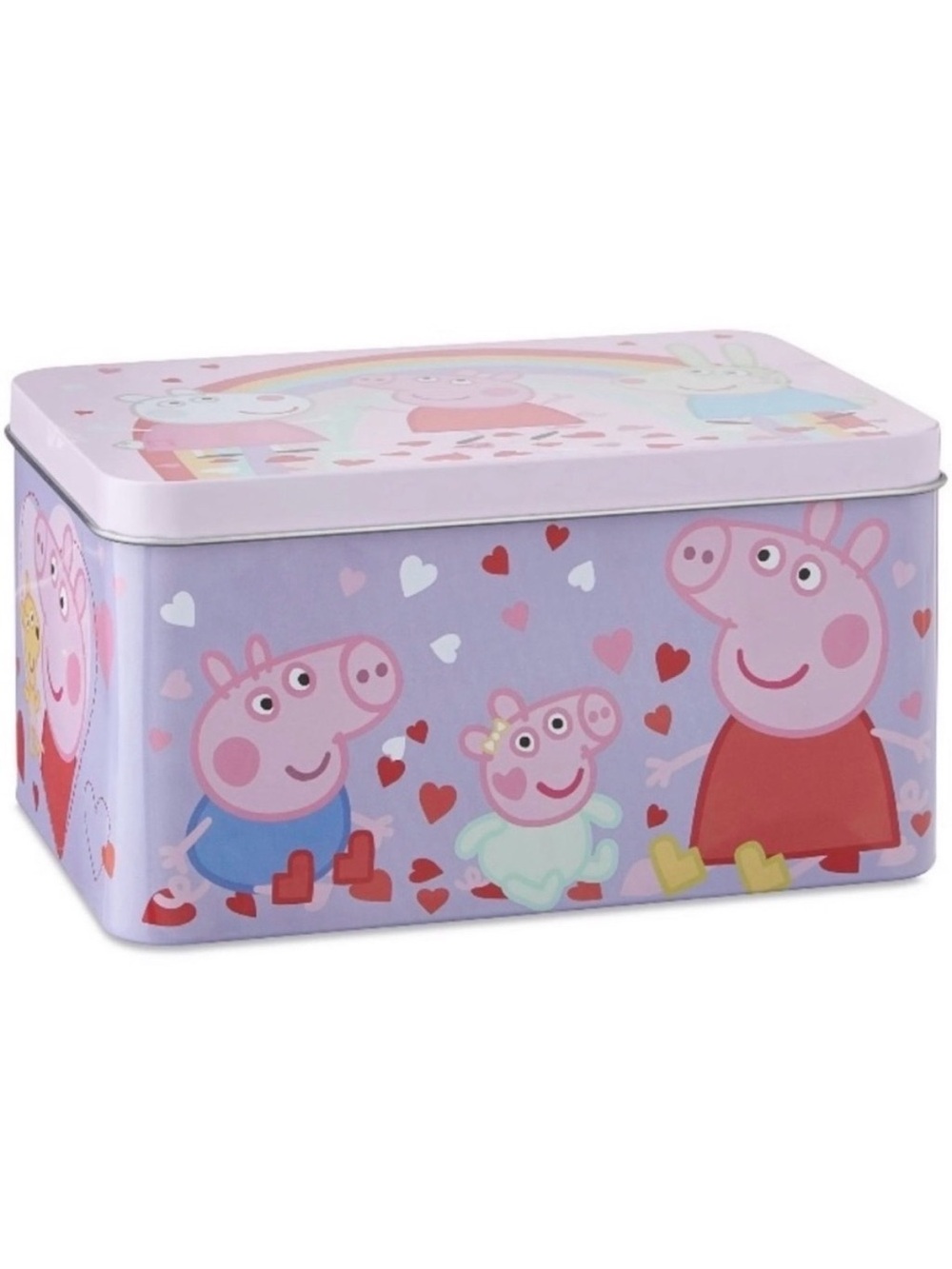 💞 New Purple Peppa Pig Decorative Hinged Tin Storage Box